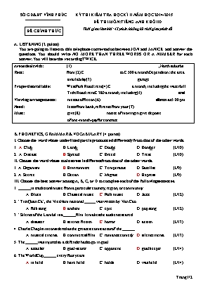 Đề thi kiểm tra học kỳ II môn Tiếng Anh Lớp 10 - Năm học 2014-2015 - Sở giáo dục và đào tạo Vĩnh Phúc (Có đáp án)